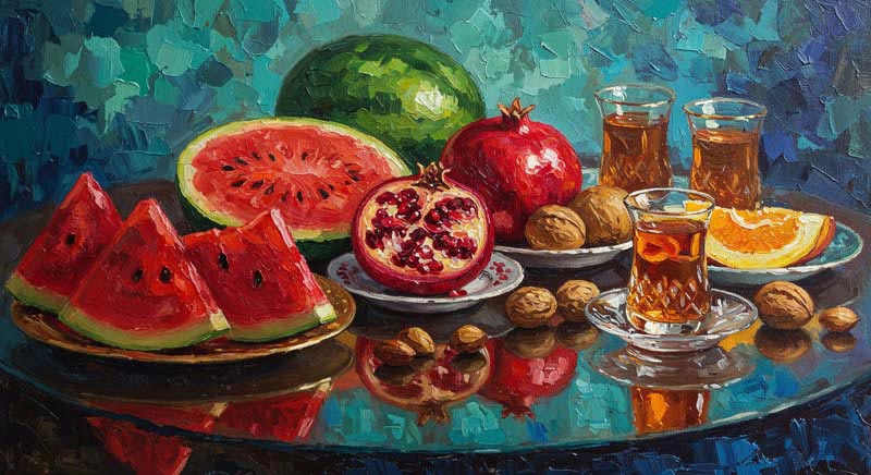 عکس هنری لارج فرمت شب یلدا با میوه