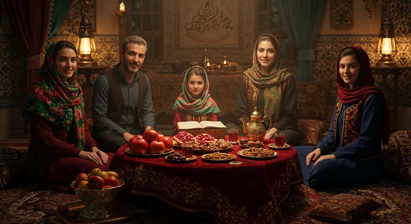عکس هنری شب یلدا خانواده