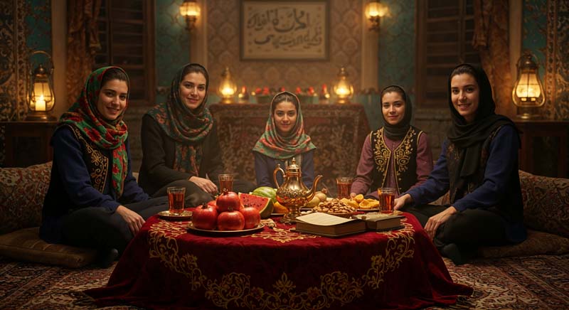 عکس هنری شب یلدا کنار خانواده