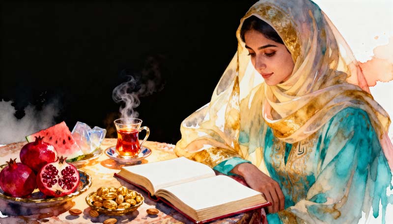 تصویر هنری شب یلدا سنتی