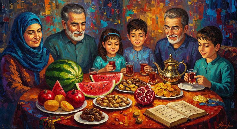 دانلود تصویر لارج فرمت هنری شب یلدا زیبا