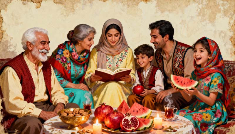 دانلود تصویر نقاشی شب یلدا