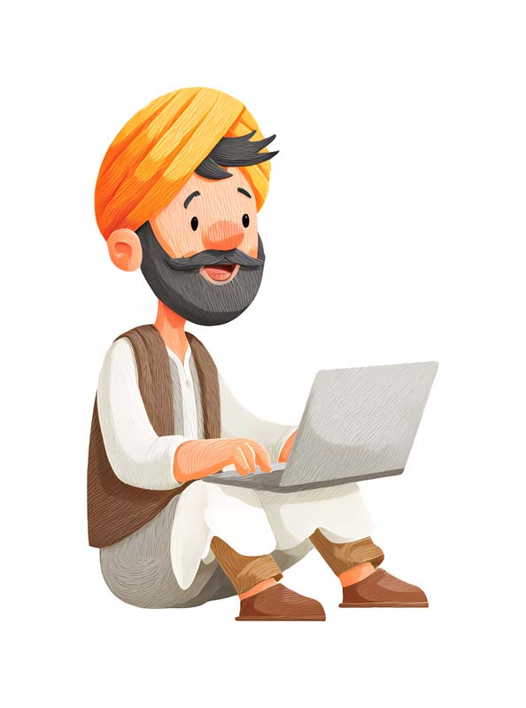 دانلود طرح مرد کارتونی و لپ تاپ
