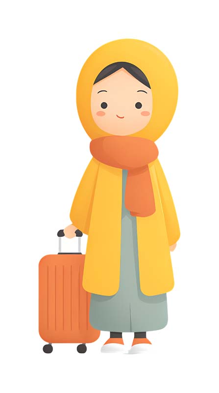 دانلود طرح زیبای گرافیکی دختر باحجاب با چمدان