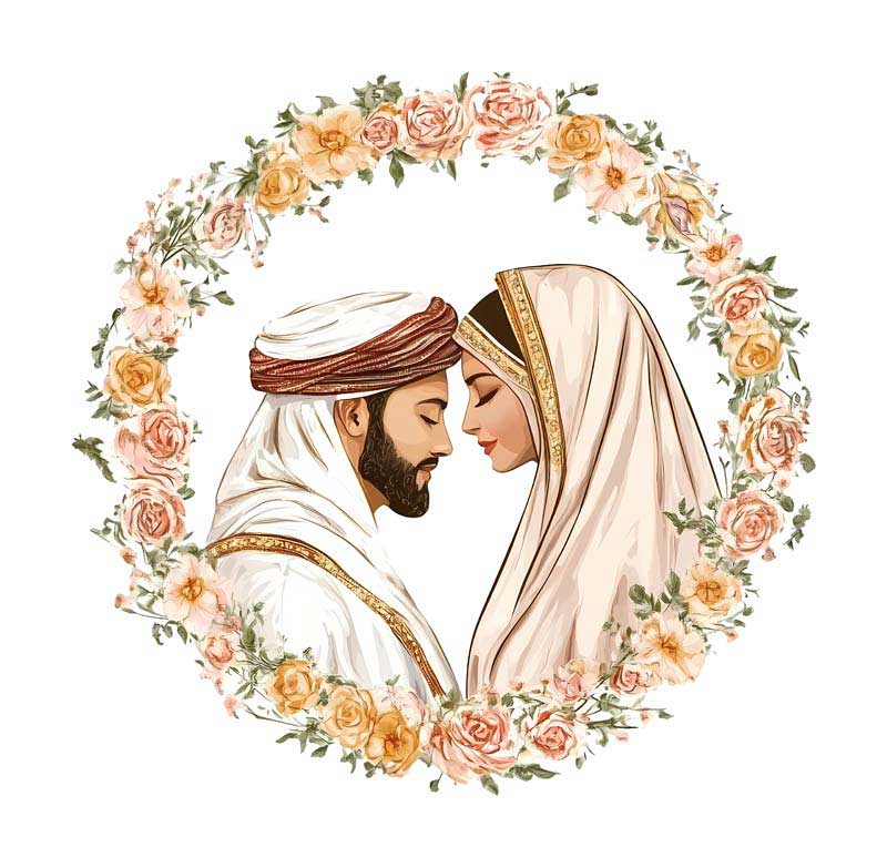 دانلود طرح زیبای گرافیکی عروس و داماد مومن