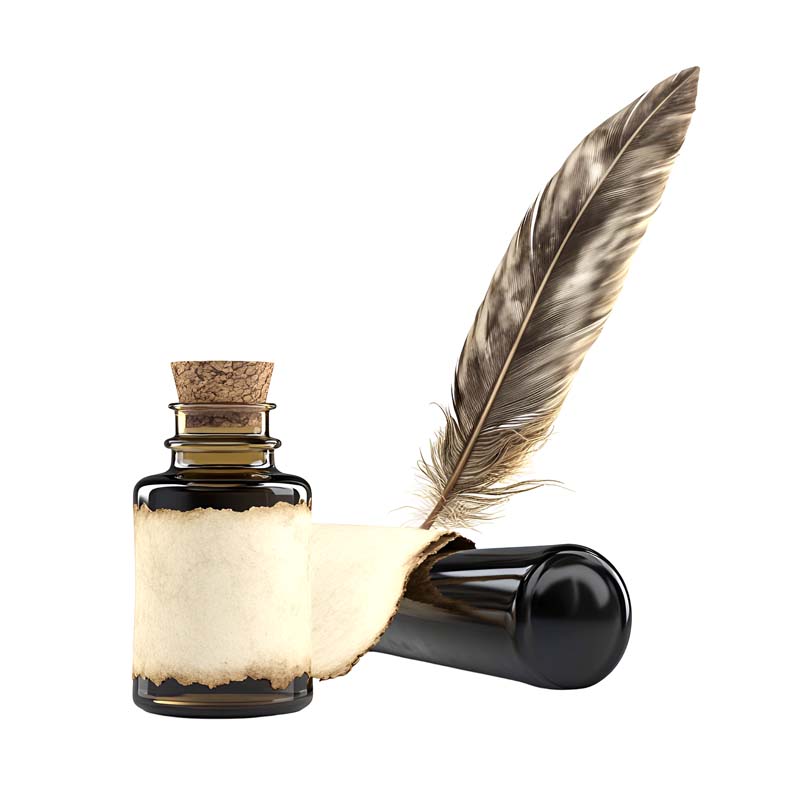 طرح دوربری شده قلم پر و دوات