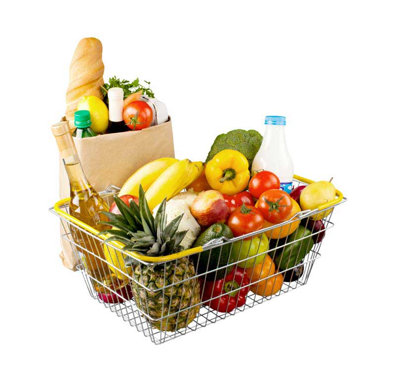 طرح دوربری شده سبد و پاکت میوه