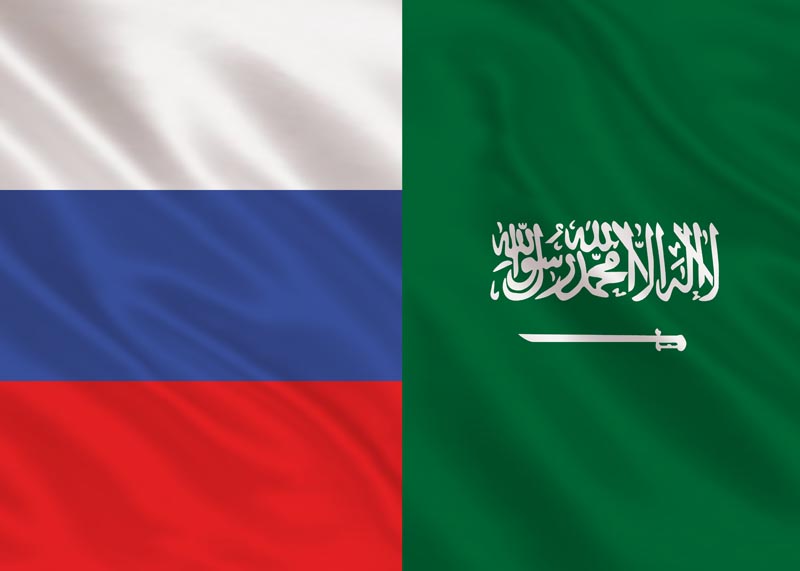 طرح لایه باز پس زمینه پرچم عربستان و روسیه