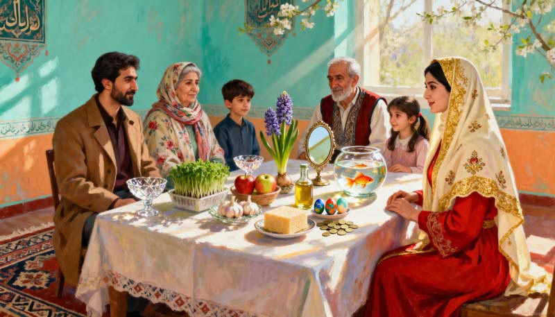 دانلود عکس گرافیکی تحویل سال نو کنار خانواده