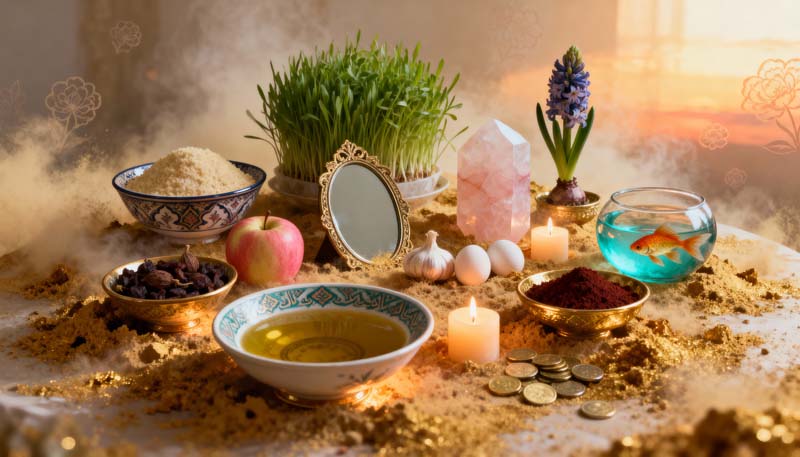 عکس گرافیکی سفره هفت سین سال نو ساده