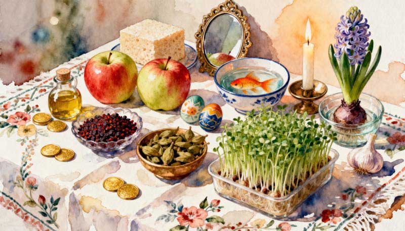عکس سفره هفت سین سال نو سنتی