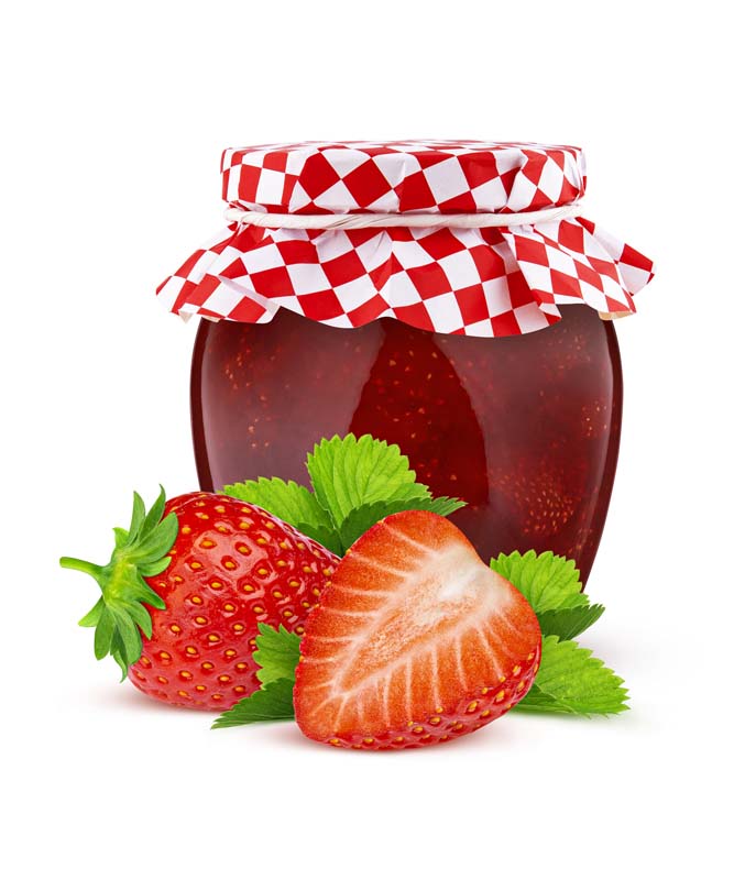 طرح دوربری شده شیشه مربای توت فرنگی 