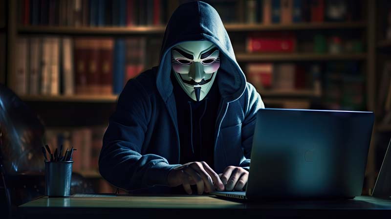 تصویر با کیفیت هکر با ماسک کمدی