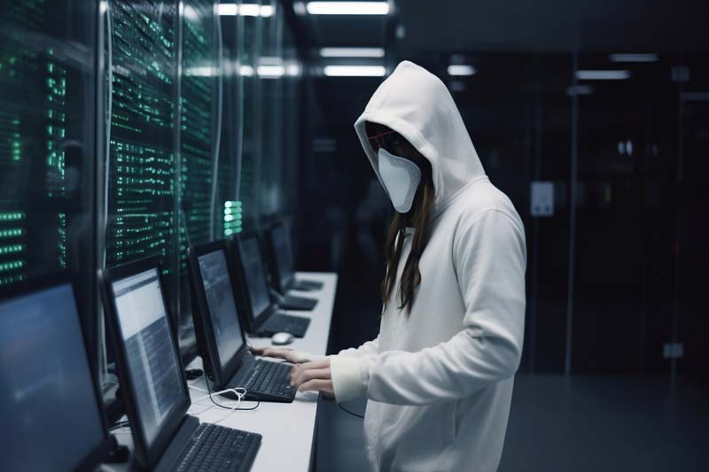 دانلود تصویر با کیفیت هکر داخل اتاق سرور