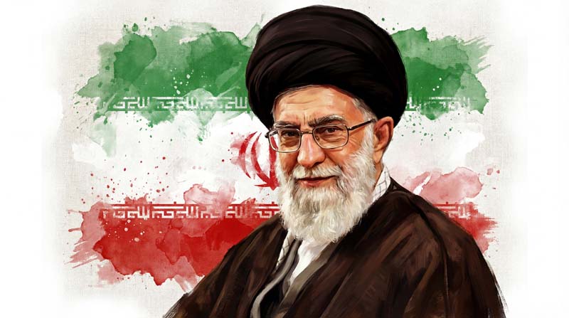 تصویر حضرت خامنه ای با پرچم ایران