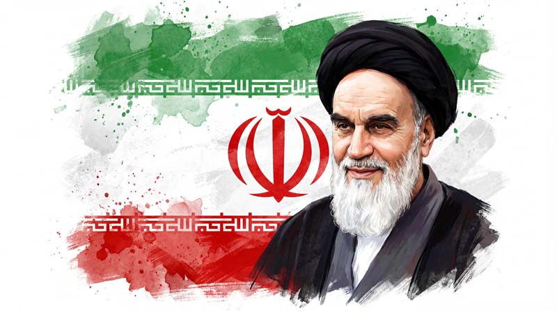 تصویر حضرت امام خمینی با پرچم ایران