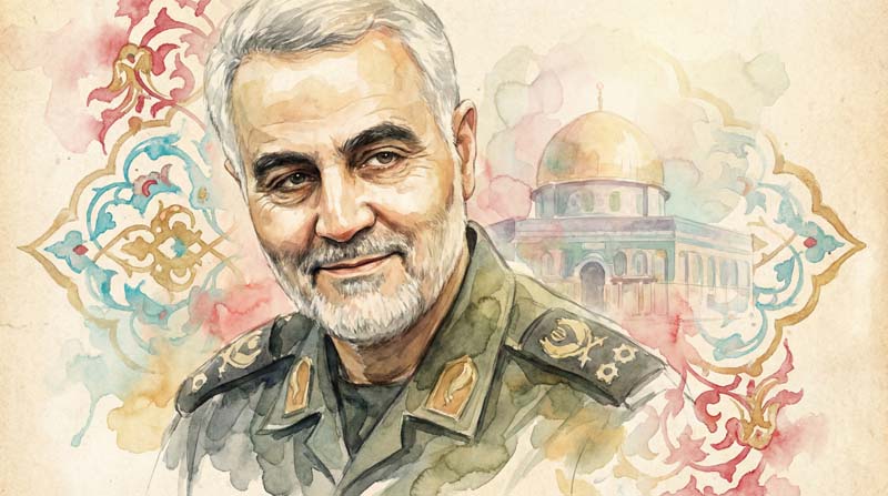 تصویر گرافیکی سردار سلیمانی و قدس