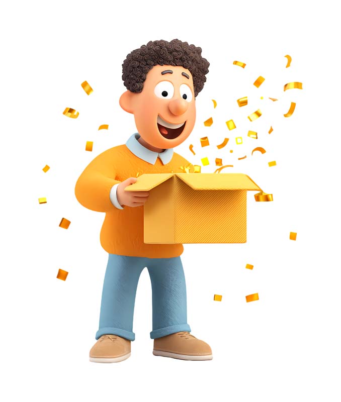 دانلود طرح مرد کارتونی با جعبه جایزه