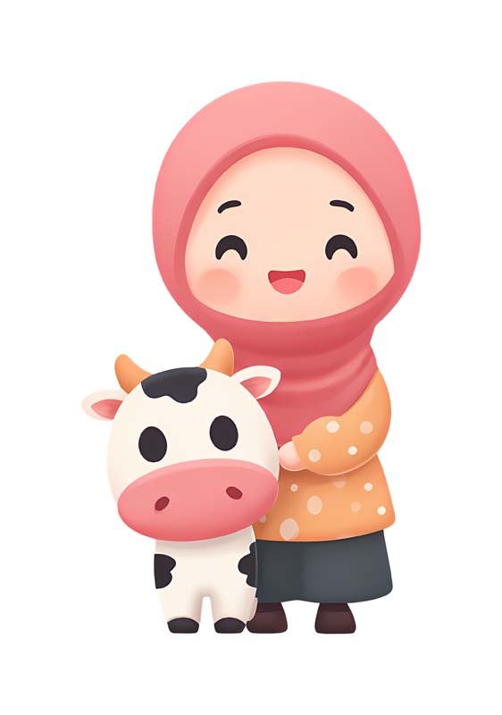 دانلود طرح دختر باحجاب با گاو کارتونی