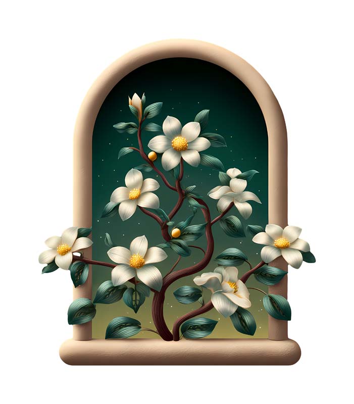 دانلود طرح شاخه گل و پنجره