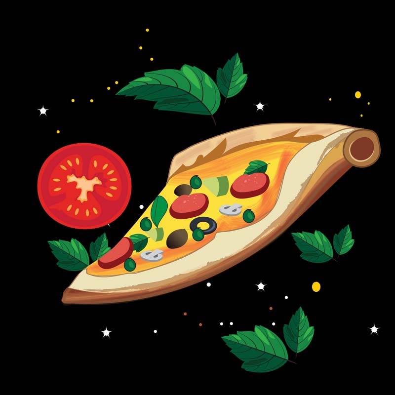 دانلودطرح لایه باز پیتزا و آسمان شب