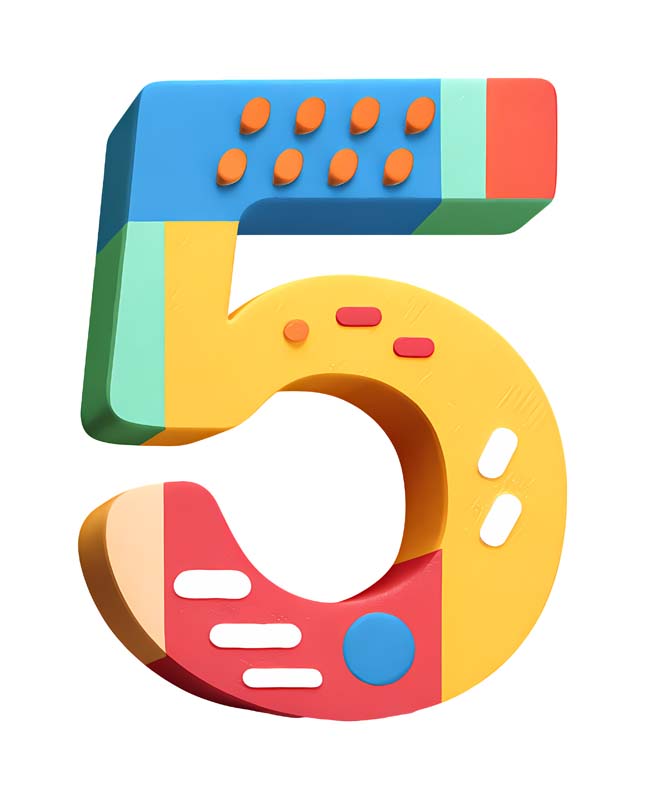 دانلود طرح عدد 5 رنگارنگ