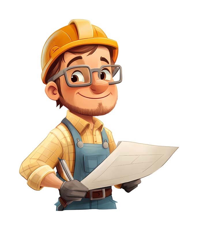 دانلود طرح مهندس ساختمان کارتونی با نقشه