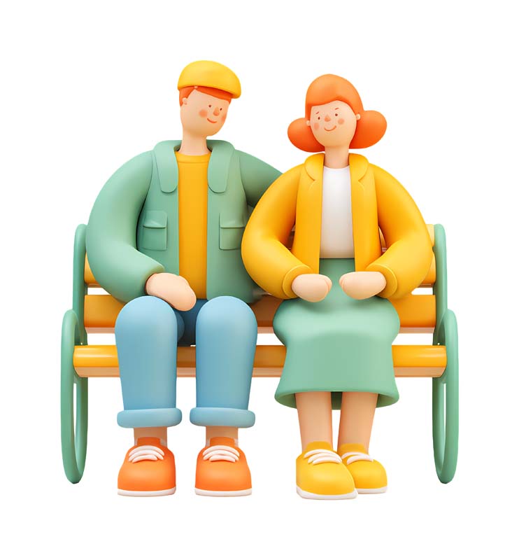 دانلود طرح زن و شوهر کارتونی روی نیمکت