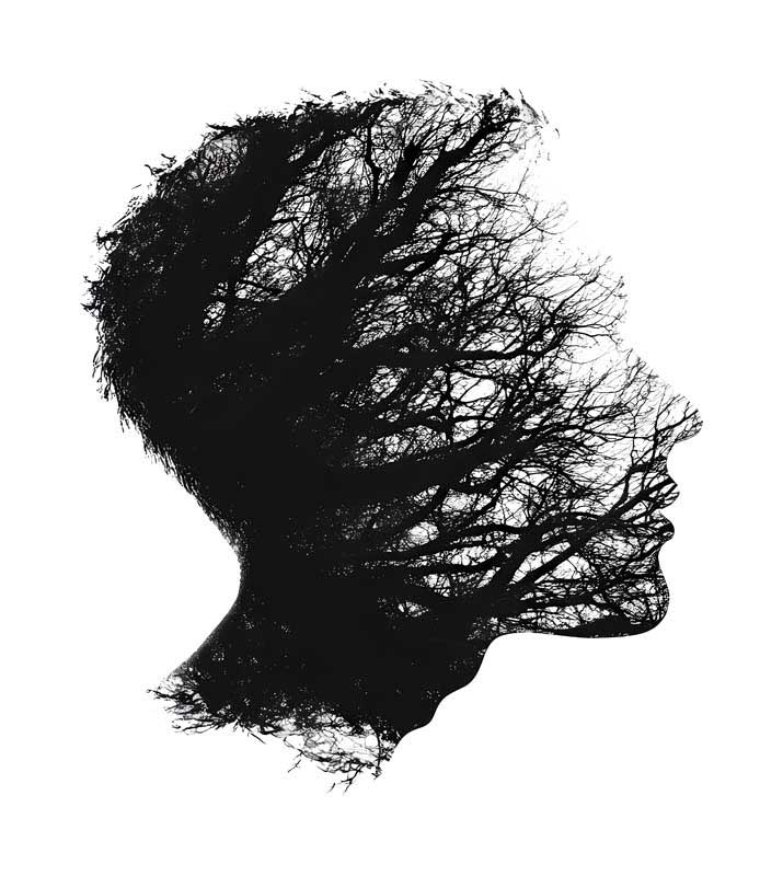 دانلود طرح انتزاعی چهره نیمرخ مرد با شاخه