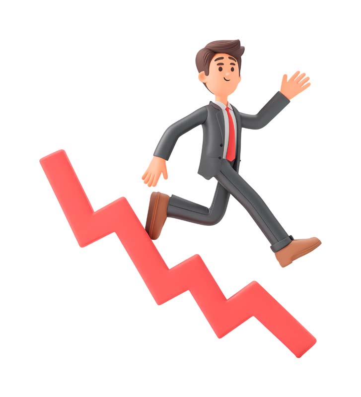 دانلود طرح مرد کارتونی روی نمودار سقوط