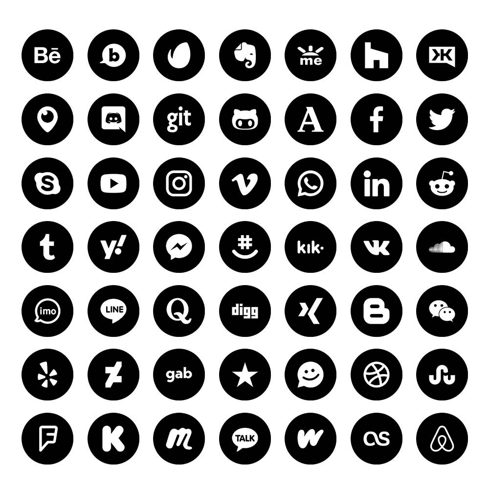داملود طرح لایه باز مجموعه 63 تایی آیکون های شبکه های اجتماعی