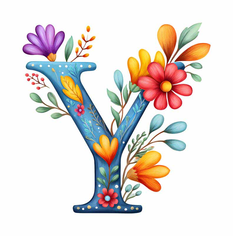 دانلود طرح حرف Y گلی