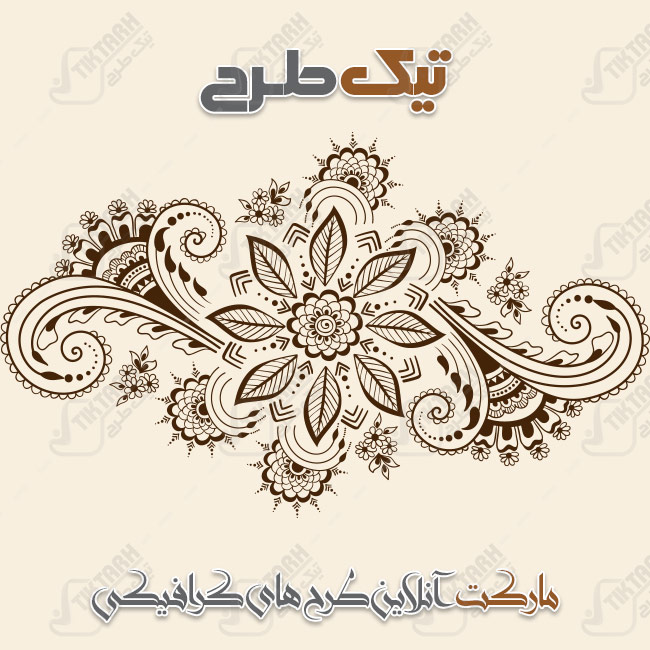 پس زمینه لایه باز کرمی با طرح گل های قهوه ای