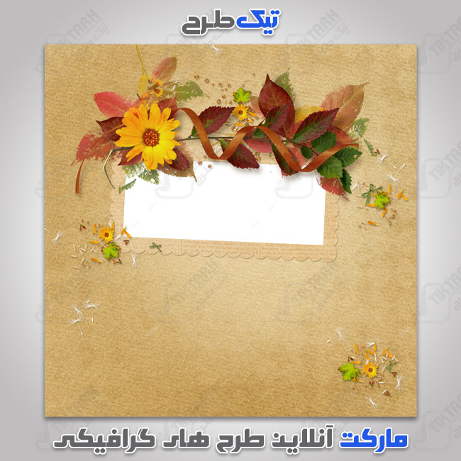 پس زمینه قهوه ای با طرح برگ پائیزی