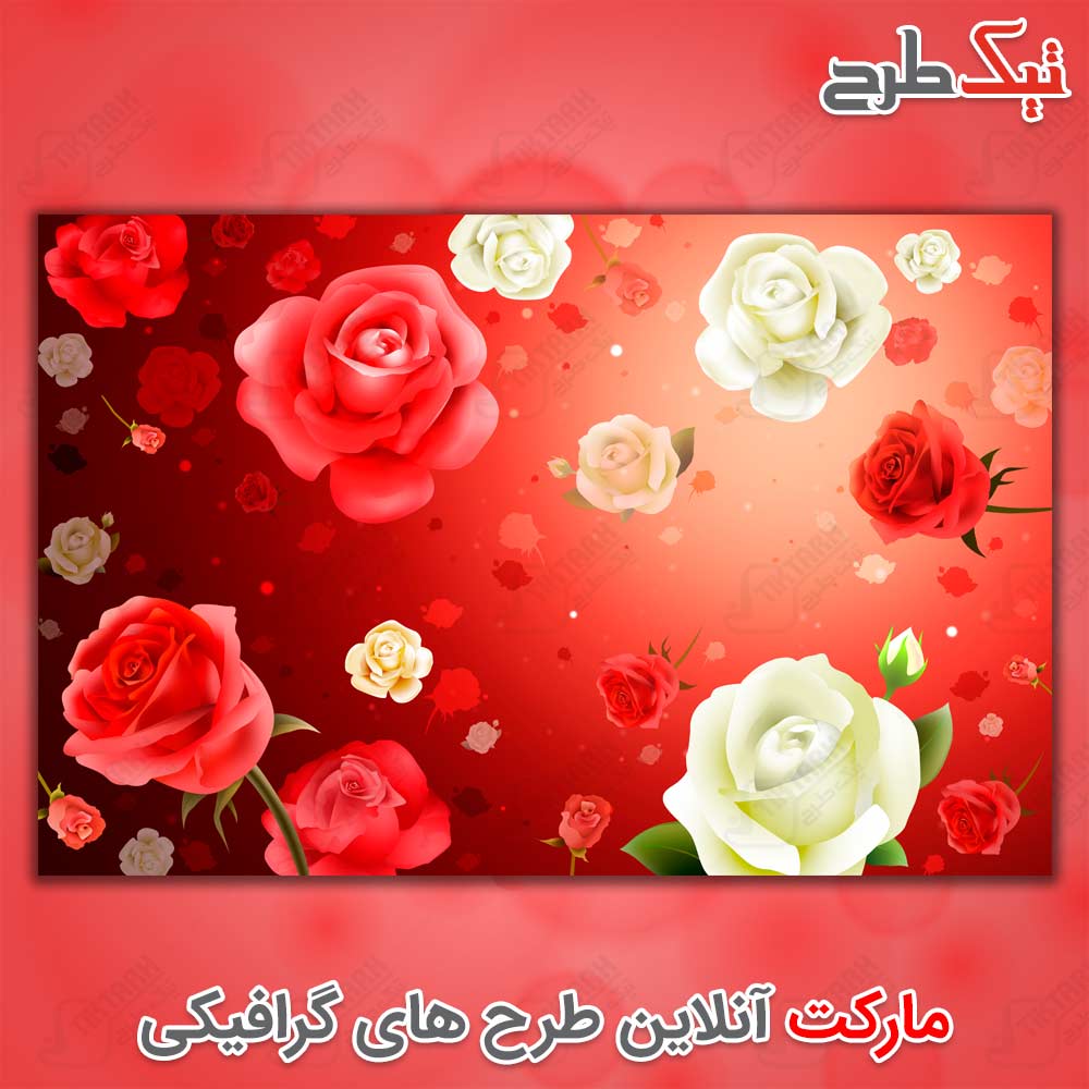 پس زمینه لایه باز قرمز با طرح گل های رویایی