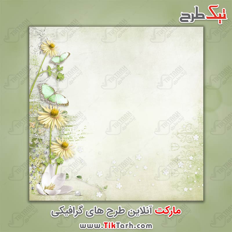 دانلود عکس پس زمینه طرح پروانه و گل