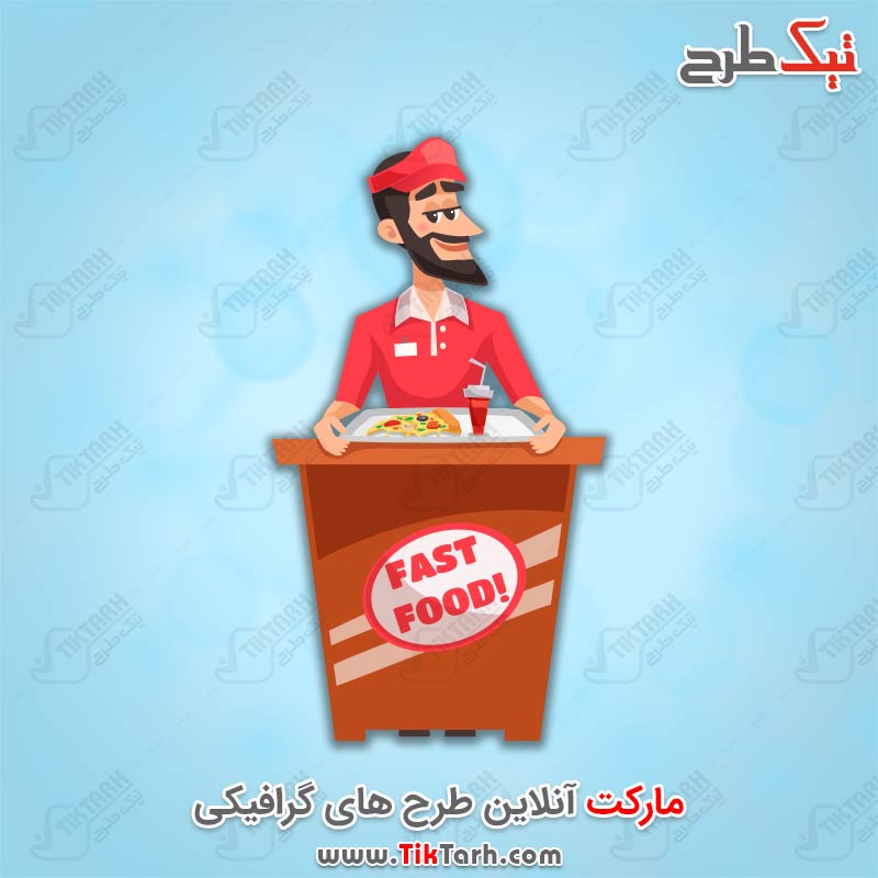 دانلود طرح کارتونی پیشخدمت فست فود