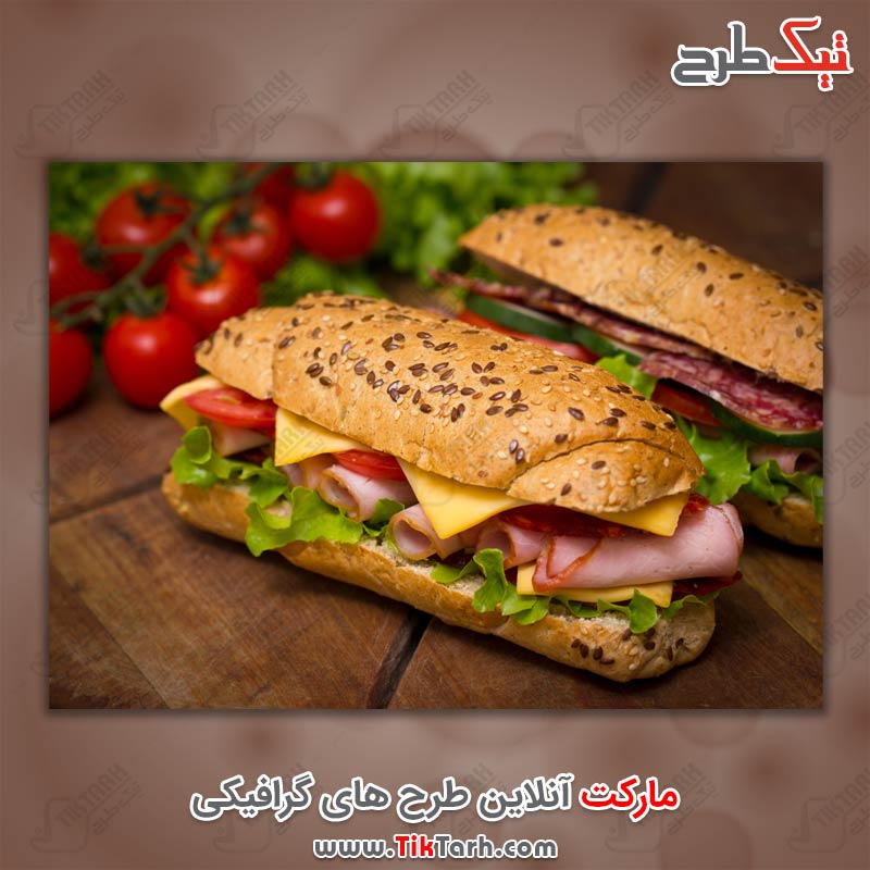 دانلود عکس ساندویچ کالباس با پنیر