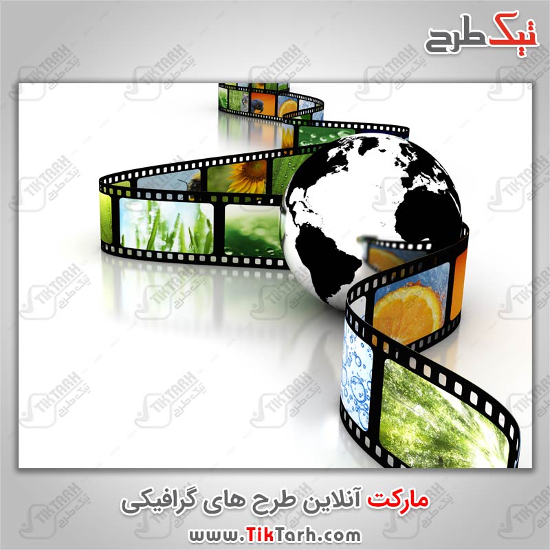 عکس گرافیکی نگاتیو فیلم با کره زمین