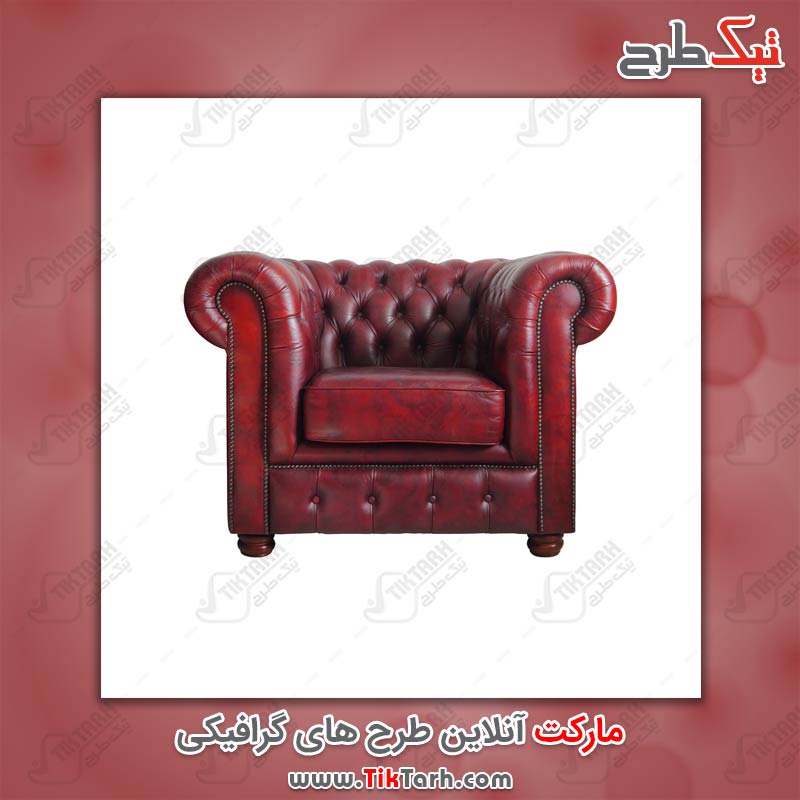 عکس با کیفیت مبل تک نفره قرمز چرمی
