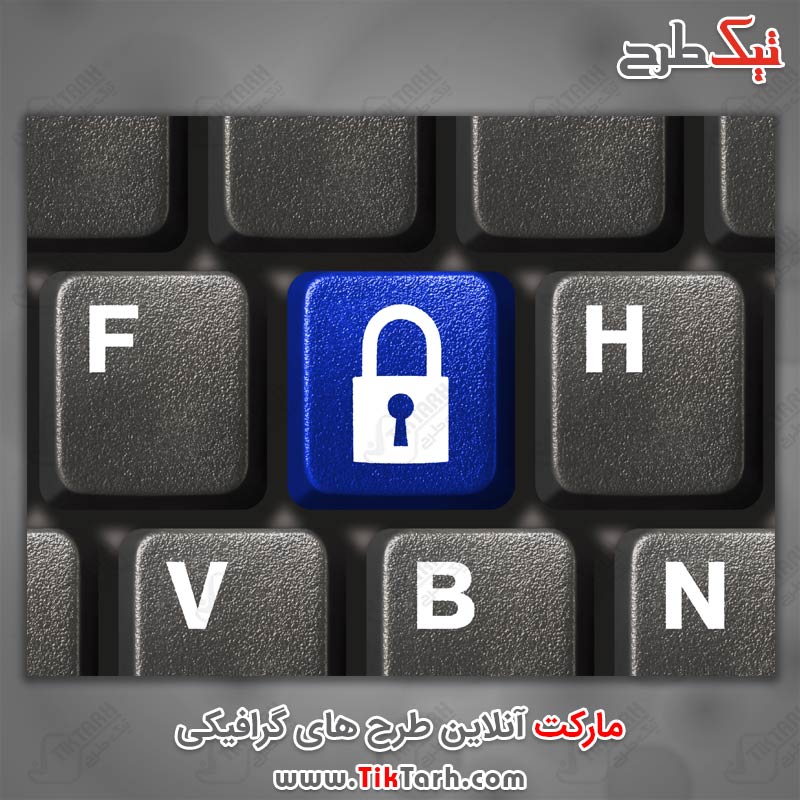 عکس گرافیکی کیبرد با موضوع قفل امنیتی