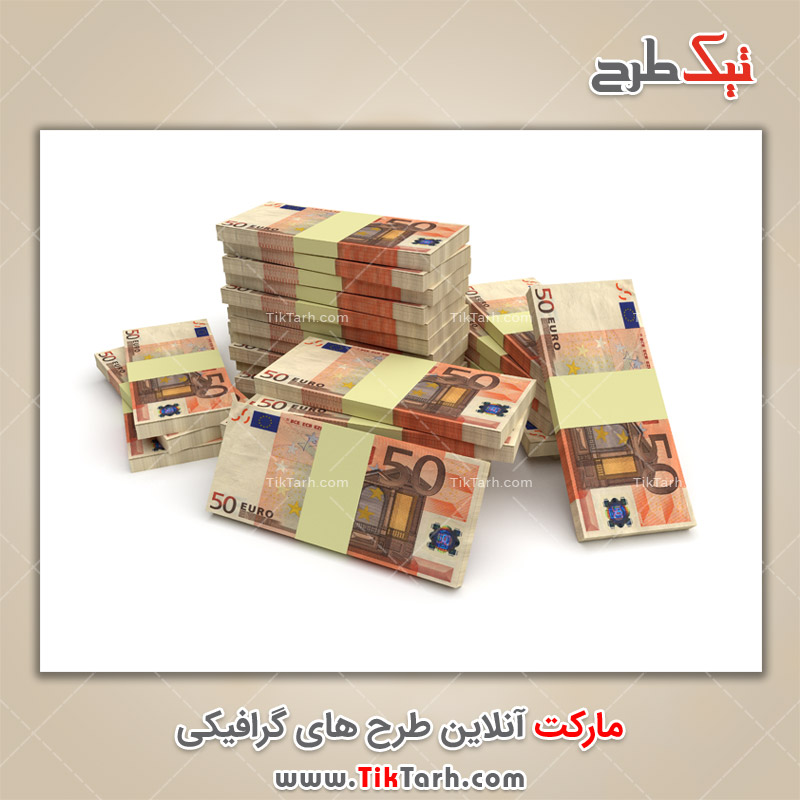 عکس لارج فرمت بسته اسکناس 50 یورویی
