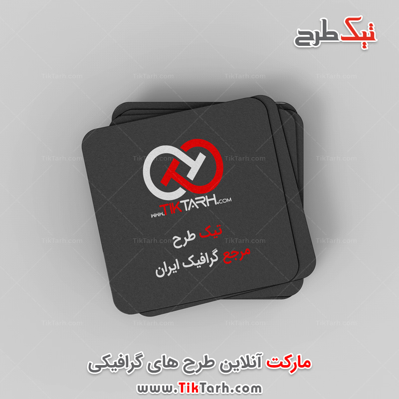 طرح لایه باز موکاپ کارت ویزیت مربع مشکی