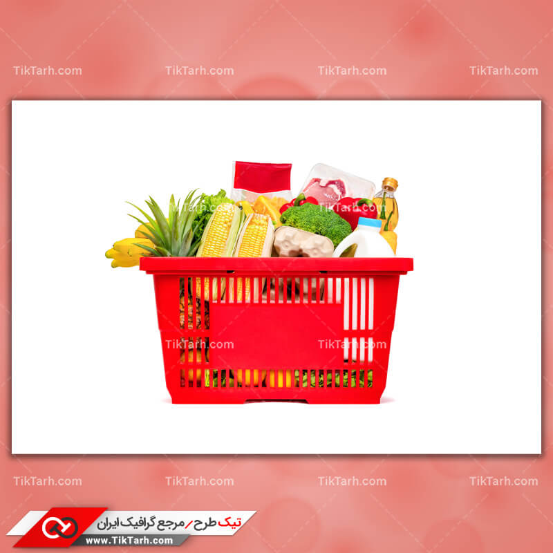 دانلود تصویر با کیفیت سبد خرید سبزیجات و روغن