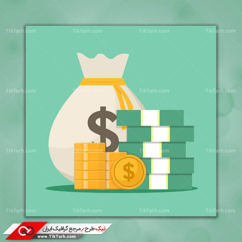 دانلود کلیپ آرت لایه باز دلارها و کیسه دلار