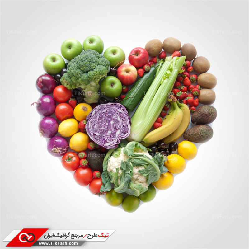 دانلود طرح لایه باز میوه و سبزیجات با طرح قلب