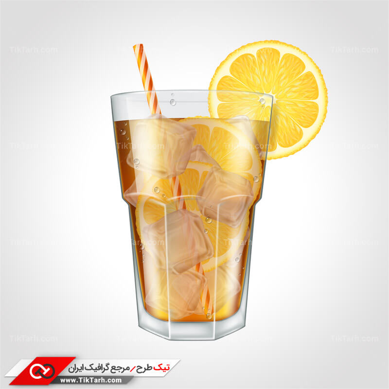 دانلود طرح لایه باز لیوان شربت آب پرتقال