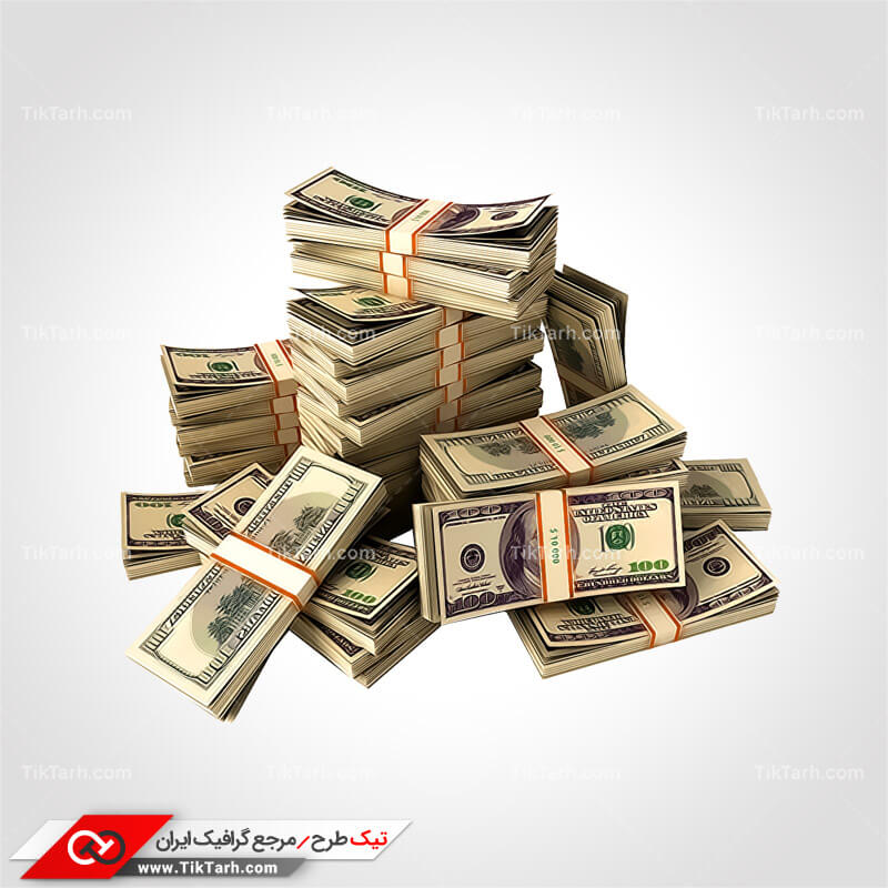 دانلود طرح لایه باز بسته های دلار روی هم