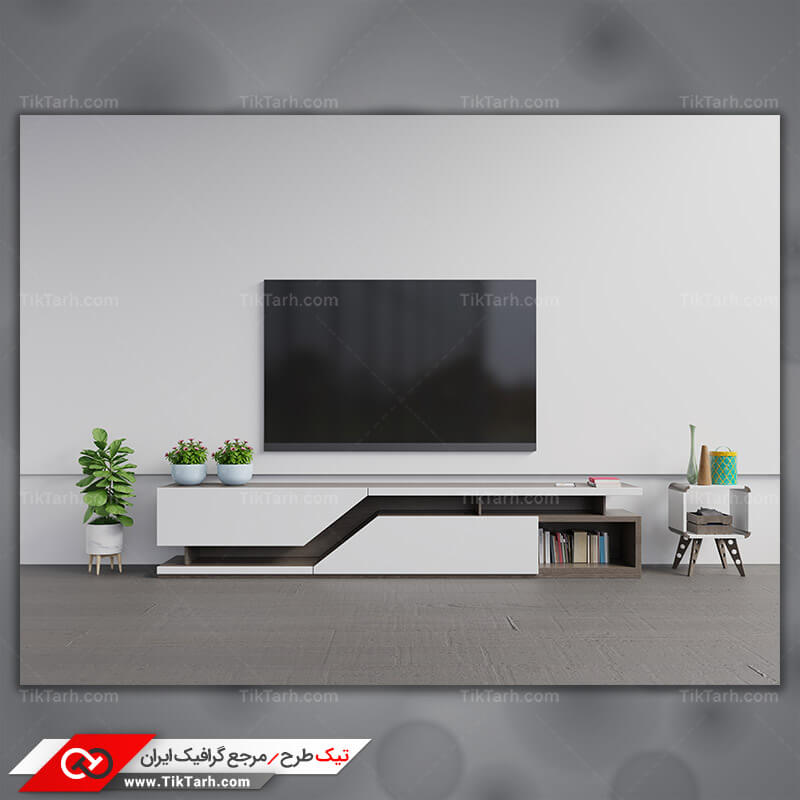 دانلود تصویر با کیفیت تلویزیون LED میز و گلدانها