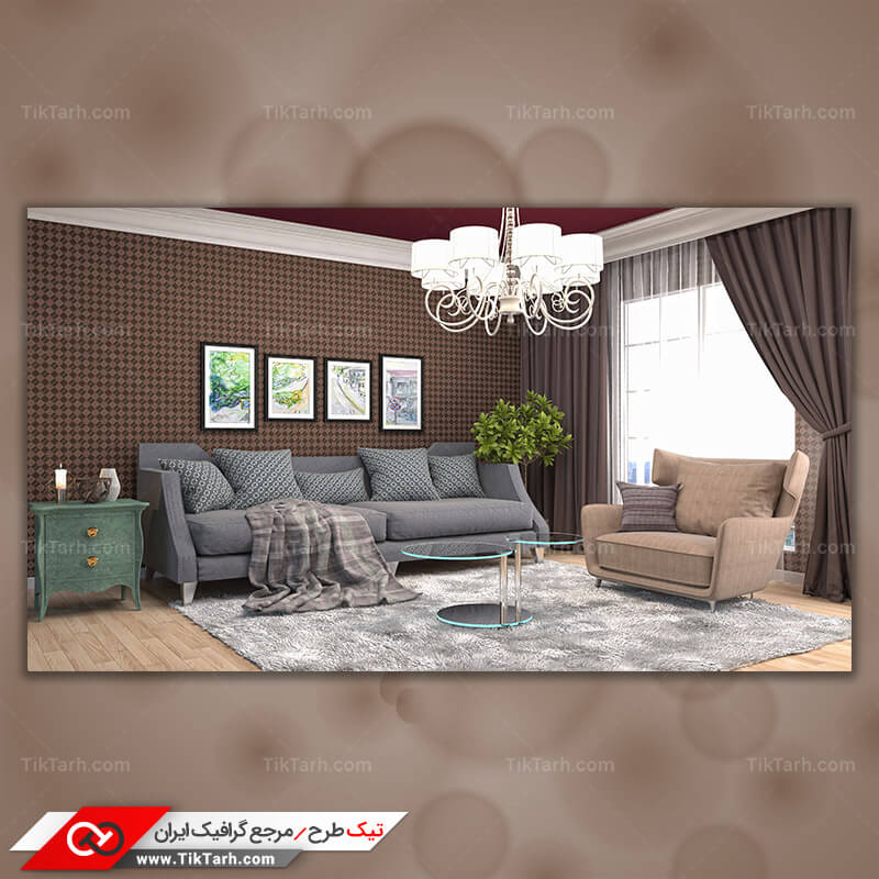 دانلود تصویر گرافیکی مبل و میز شیشه ای جلو مبلی
